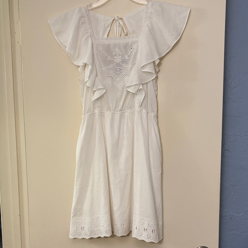 Old‎ Navy Cottagecore White Eyelet Embroidered Dress with Ruffle SleeveS, XS